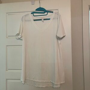 LuLaRoe White V-Neck Short Sleeve Top